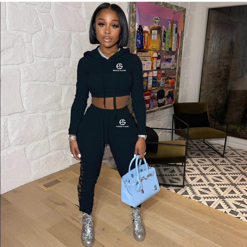 Stylish Erban Slang Black Biker Crop Sweatsuits